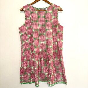 Ivy Jane Gingham Dress All Over Embroidered Flowers Preppy Coastal Summer